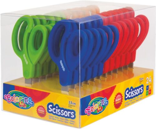 Colorino 13,5cm-es gumírozott nyelû olló 24db/display 34159