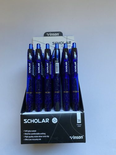 Nyomógombos golyóstoll Vinson V5 Scholar olajbázisú 36db/display