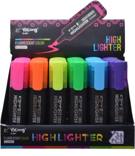 Szövegkiemelő filc Neon Yalong YL225006 36db/display