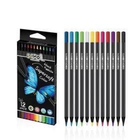 Szinesceruza készlet 12db-os fekete fás SCOOL SC2492
