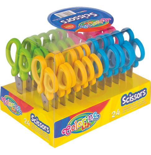 Colorino 12,5cm-es gumírozott nyelű olló 24db/display 38645