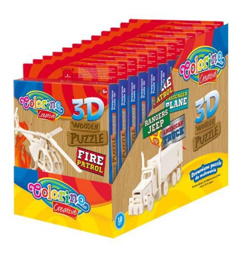 Colorino Creative 3D PUZZLE fából 8db filctoll+ragasztó+matricák 6+12db-os 36889 display