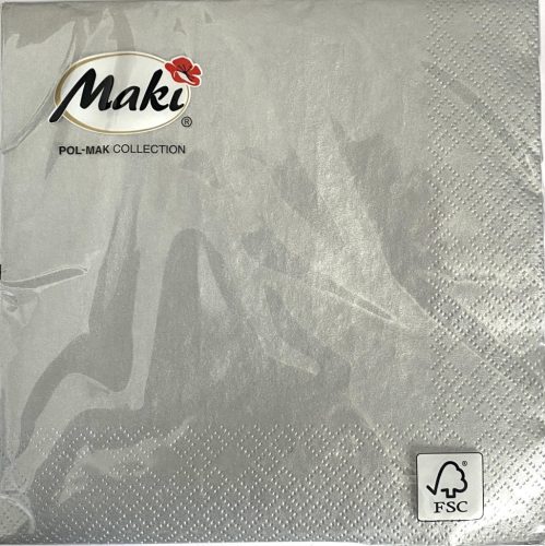 Szalvéta 33x33cm 3rétegű Maki Metál Ezüst SLOG005500 12db/karton