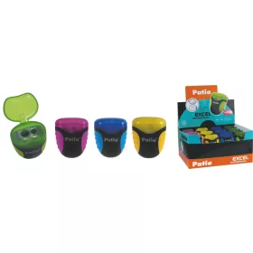   Ceruzahegyezõ tartályos kétlyukú EXCEL gumírozott 24db/display PATIO 31523