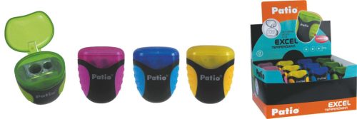 Ceruzahegyezõ tartályos kétlyukú EXCEL gumírozott 24db/display PATIO 31523