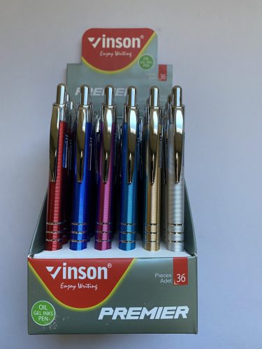 Nyomógombos golyóstoll Vinson 7631 fém 36db/display