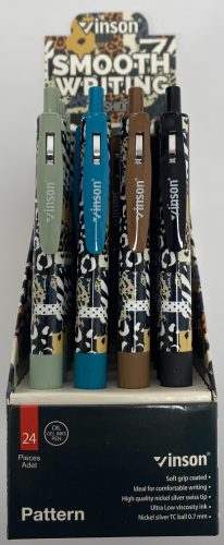 Nyomógombos golyóstoll olajbázisú Vinson 500 Pattern 24db/display