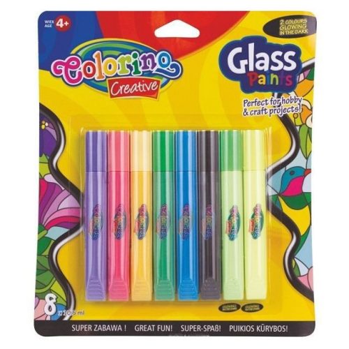 Colorino Creative 8x10,5ml üvegfóliafesték készlet (2db fluoreszkáló) 68949