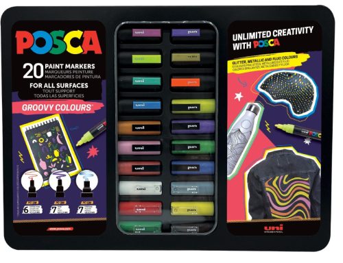 Uni POSCA vegyes 20db-os fémdobozos készlet Groovy