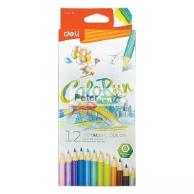 Szinesceruza metál 12db-os hexa Deli C127-12 AKC!