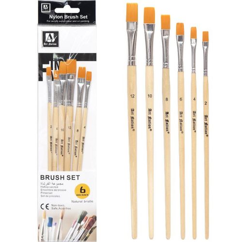 Ecsetkészlet Art Nation 6db-os natúrfás laposvégű BR5806-1 AKC!