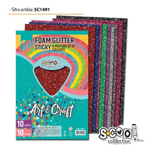 Dekorgumi 2mm A/4 glitteres öntapadós 10 ív/cs. Art&Craft Mix SC1491