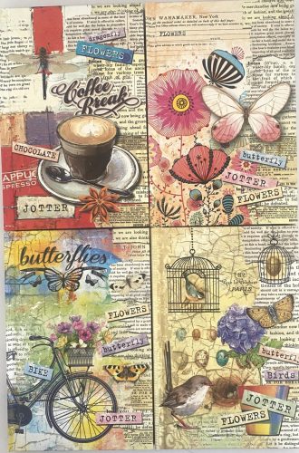 Notesz kem.fed.A/6 80lap vonalas 105x165mm Birds,Butterflies,Coffee 0781