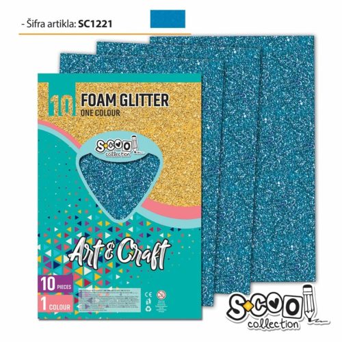 Dekorgumi 2mm A/4 Art&Craft 10ív/cs.glitteres Világoskék SC1221