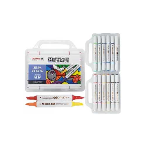 Akril filctoll kétvégű 12/24 ecset+vágott trio ZX-614-24