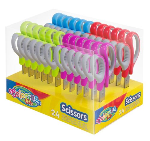 Colorino School 14cm-es gumírozott nyelű olló 24db/display 37336