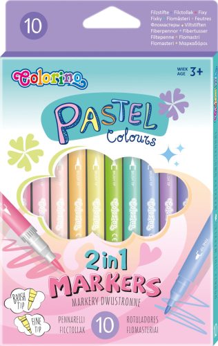 Colorino School pasztell 10db-os kétvégű filctoll készlet 80875