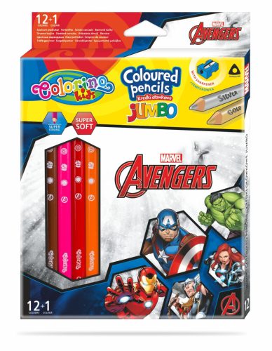 Színesceruzakészlet Colorino Disney Avengers Jumbo Trio 12+1  hegyezővel 91413