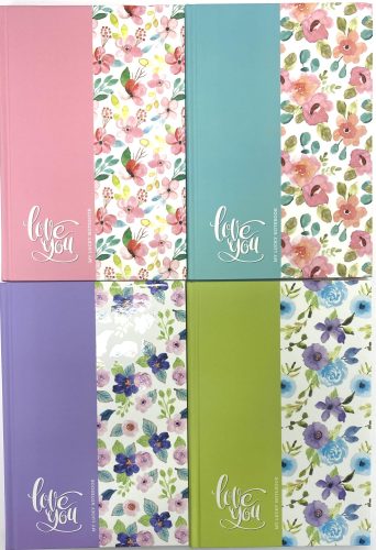 Notesz kem.fed.143x200mm 64lap vonalas Love You 8268