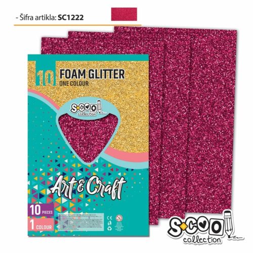 Dekorgumi 2mm A/4 Art&Craft 10ív/cs.glitteres Rubinvörös SC1222
