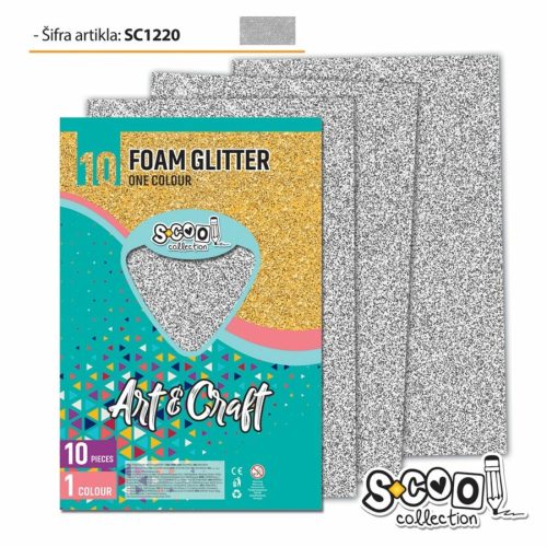 Dekorgumi 2mm A/4 Art&Craft 10ív/cs.glitteres Ezüst SC1220
