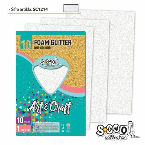 Dekorgumi 2mm A/4 Art&Craft 10ív/cs.glitteres Fehér SC1214