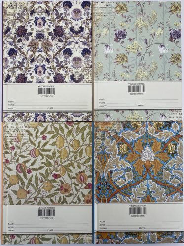 Notesz 143x210mm kem.fed.64lapos vonalas Vintage Pattern 0828 (4db/cs.)