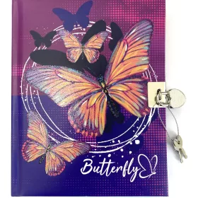   Emlékkönyv lakattal Trend 14x18cm 80lapos sima Butterfly DBL36-M