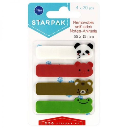 Öntapadós oldaljelölő visszaszedhető Állatos 4x20lap 5,5x1,2cm 449403