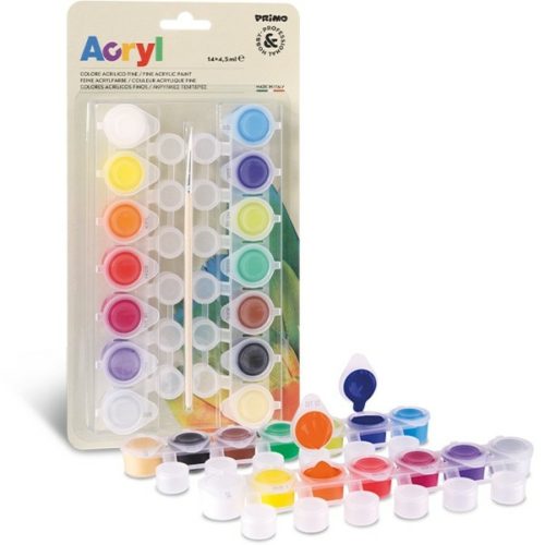 Akrilfesték PRIMO Hobby&Professional 14x4,5ml (12szín+arany+ezüst)161TA14BL