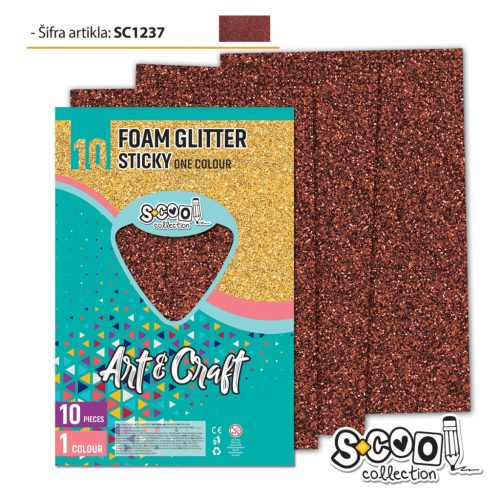 Dekorgumi 2mm glitteres öntapadós 10ív Barna Art&Craft SC1237