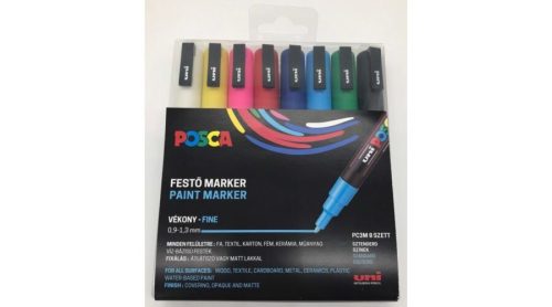 Posca PC-3M filctoll 8db-os készlet(fehér,sárga,rózsa,piros,kék,vil.kék,zöld,fekete)