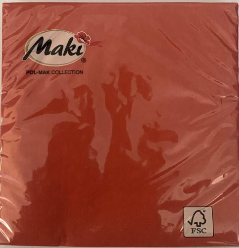 Szalvéta 33x33cm 3rétegű MAKI Piros SLCO0007 12db/doboz