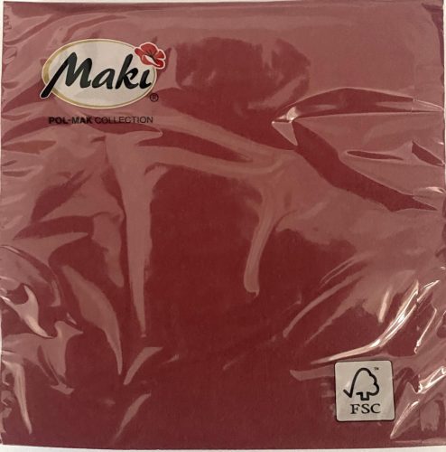 Szalvéta 33x33cm 3rétegű MAKI Bordó SLCO0009 12db/doboz