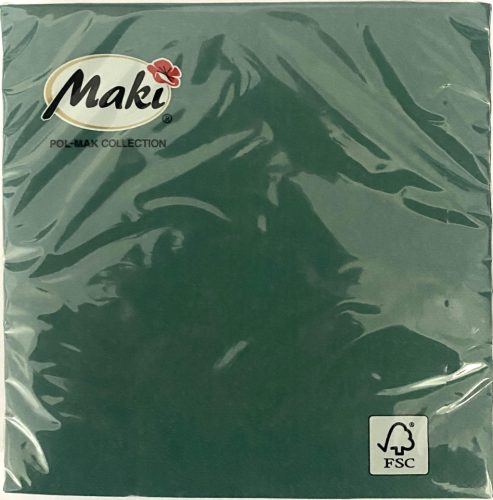 Szalvéta 33x33cm 3rétegű MAKI Smaragdzöld SLCO0053 12db/doboz