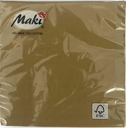 Szalvéta 33x33cm 3rétegű MAKI Óarany SLCO0005 12db/doboz