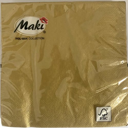 Szalvéta 33x33cm 3rétegű MAKI Metál Arany SLCO0054 12db/karton
