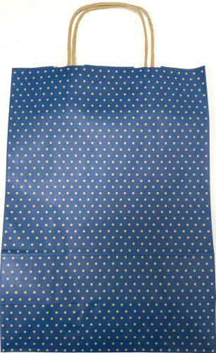 Ajándéktasak sodrott fülű sadoch kraft 26x12x36cm pöttyös kék 26251