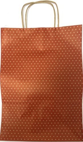 Ajándéktasak sodrott fülű Sadoch kraft 26x12x36cm pöttyös piros 26250
