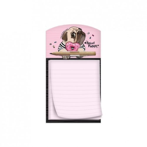 Jegyzet ARGUS(10x18cm)40lapos hűtőmágnes+ceruza Sweet Puppy Mops 1132-0361