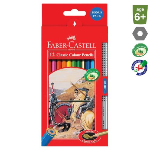 Szinesceruza Faber Castell 12db+1db grip 2001 grafit 115852