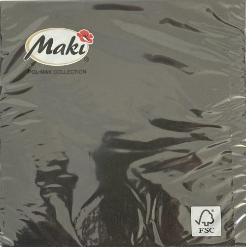 Szalvéta 33x33cm 3 rétegű MAKI Fekete SLC0002300 12db/doboz