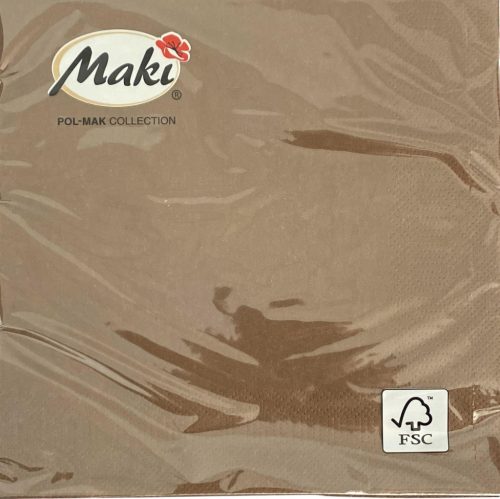 Szalvéta 33x33cm 3 rétegű MAKI Sötétbarna SLC0005700 12db/doboz
