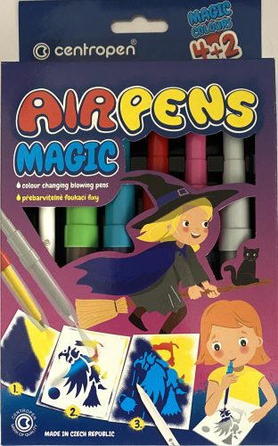 Fújós varázsfilc készlet 4+2db-os +8db sablon Centropen Airpens MAGIC C1549
