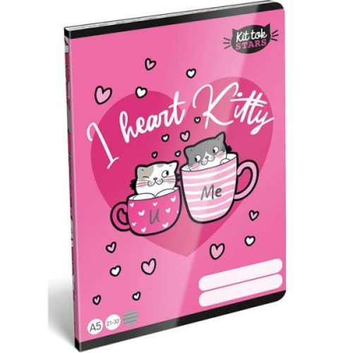 Füzet A5 32lap vonalas Lizzy Kit Tok Heart Kitty 14507