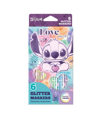 Glitteres filctoll készlet 6db-os pasztell színek Disney STITCH Pastel 92009PTR
