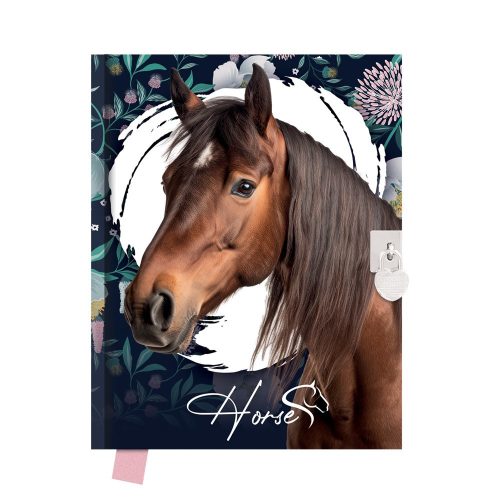 Emlékkönyv lakattal TREND 14x18cm 80lapos sima Horse DBL36-2506