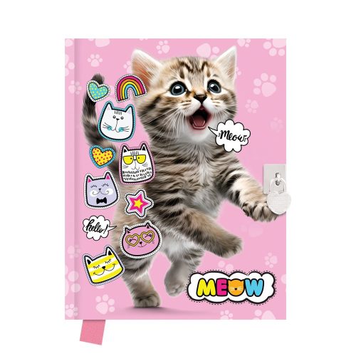 Emlékkönyv lakattal TREND 14x18cm 80lapos sima Little Cat DBL36-2510