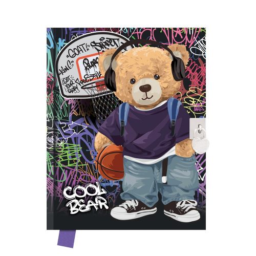 Emlékkönyv lakattal TREND 14x18cm 80lapos sima Cool Bear DBL36-2504