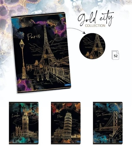 Füzet A/5 52 lapos kockás Lastva GOLD CITY 84591 10db/cs.2025